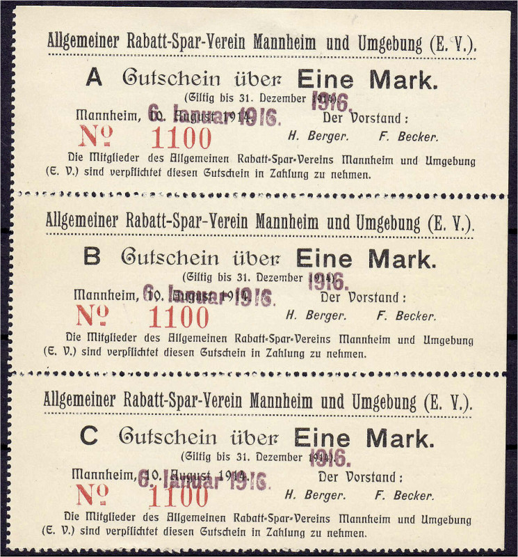 Deutsches Notgeld und KGL
Mannheim (Baden-Württemberg)
Allgemeiner Rabatt-Spar...