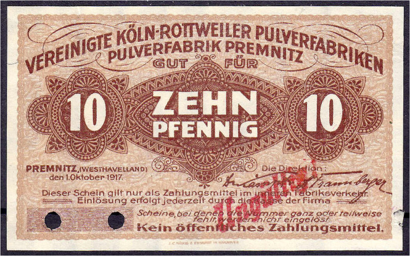 Deutsches Notgeld und KGL
Premnitz (Brandenburg)
Vereinigte Köln-Rottweiler Pu...