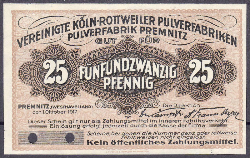 Deutsches Notgeld und KGL
Premnitz (Brandenburg)
Vereinigte Köln-Rottweiler Pu...