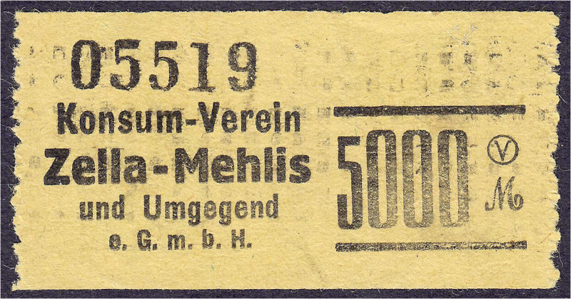 Deutsches Notgeld und KGL
Zella-Mehlis (Sachsen-Gotha)
Konsum-Verein, 5000 Mar...