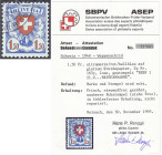 Ausland
Schweiz
1.50 Fr. Wappenschild 1924, sauber in gestempelter Erhaltung, gestr. Faserpapier, glatter Gummi. Fotoattest Renggli >einwandfrei