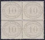 Deutschland
Deutsches Reich
10 Gr. Freimarken für den Innendienst 1872, postfrischer Viererblock, unten ist die Zähnung leicht unregelmäßig, sonst t...