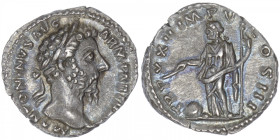 EMPIRE ROMAIN
Marc Aurèle (161-180). Denier ND (167-168), Rome. C.896 - RIC.186 ; Argent - 3,49 g - 18 mm - 6 h
Patine grise aux reflets bleutés. Su...