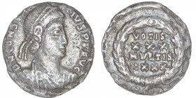 EMPIRE ROMAIN
Constance II (324-361). Silique ND (358). RIC.cf.68 ; Argent - 1,79 g - 16 mm - 6 h
Sur un flan court et réduit. Atelier non visible. ...