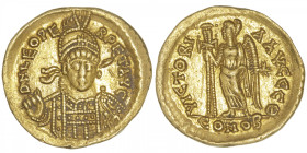 EMPIRE ROMAIN
Léon Ier (457-474). Solidus ND (462-466), Constantinople, 9e officine. RIC.605 ; Or - 4,44 g - 20 mm - 6 h
Pour la 9e officine (thêta)...