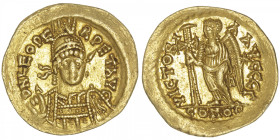 EMPIRE ROMAIN
Léon Ier (457-474). Solidus ND (462-466), Constantinople, 3e officine. RIC.605 ; Or - 4,45 g - 20 mm - 6 h
Pour la 3e officine (gamma)...