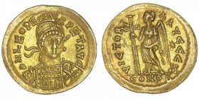 EMPIRE ROMAIN
Léon Ier (457-474). Solidus ND (462-466), Constantinople, 7e officine. RIC.605 ; Or - 4,44 g - 20 mm - 6 h
Pour la 7e officine (Z). Ét...
