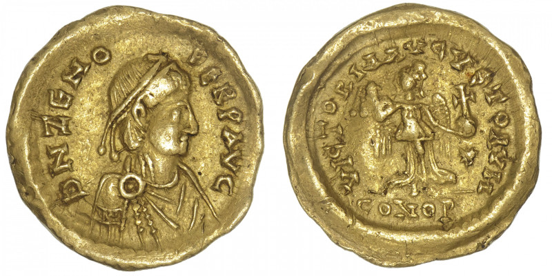 EMPIRE ROMAIN
Zénon (476-491). Trémissis ND, Constantinople. RIC.914 ; Or - 1,4...