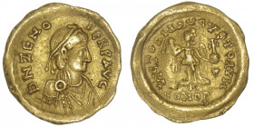 EMPIRE ROMAIN
Zénon (476-491). Trémissis ND, Constantinople. RIC.914 ; Or - 1,47 g - 14 mm - 6 h
TTB.