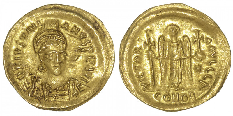 EMPIRE BYZANTIN
Justinien (527-565). Solidus ND, Constantinople, 1ère officine....