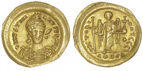 EMPIRE BYZANTIN
Justinien (527-565). Solidus ND, Constantinople, 10e officine. BC.137 ; Or - 4,37 g - 20,5 mm - 6 h
Proviendrait d’une vente PLATT 1...