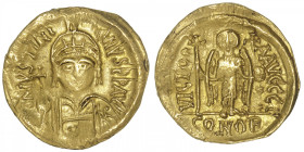 EMPIRE BYZANTIN
Justinien (527-565). Solidus ND, Constantinople, 3e officine. BC.139 ; Or - 4,40 g - 19,5 mm - 6 h
Avec gamma comme officine. Flan v...