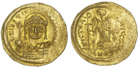 EMPIRE BYZANTIN
Justinien (527-565). Solidus ND, Constantinople. BC.140 v. ; Or - 4,33 g - 20 mm - 6 h
Proviendrait d’une vente PLATT 1972, collecti...