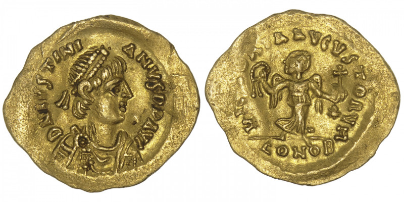 EMPIRE BYZANTIN
Justinien (527-565). Trémissis ND, Constantinople. BC.145 ; Or ...