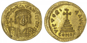 EMPIRE BYZANTIN
Tibère II Constantin (578-582). Solidus ND (579-582), Constantinople. BC.422 ; Or - 4,41 g - 21 mm - 5 h
Beau brillant d’origine. Su...