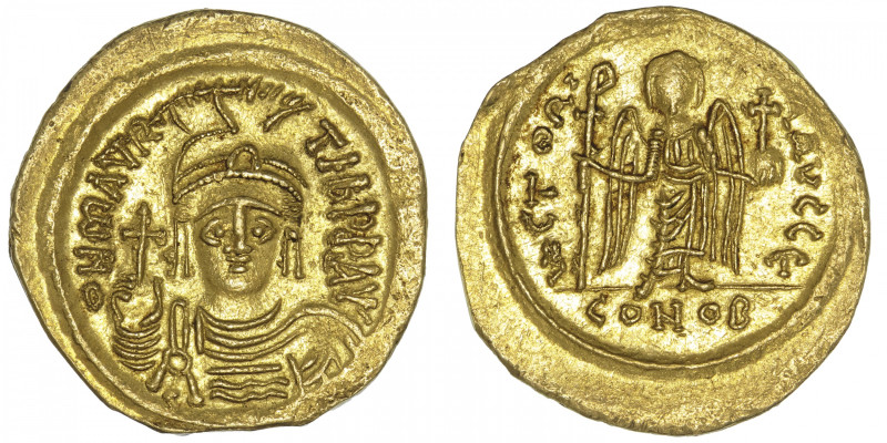 EMPIRE BYZANTIN
Maurice Tibère (582-602). Solidus ND, Constantinople, 5e offici...