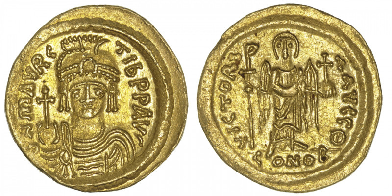 EMPIRE BYZANTIN
Maurice Tibère (582-602). Solidus ND, Constantinople, 9e offici...