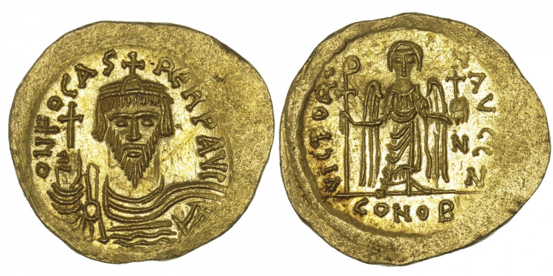 EMPIRE BYZANTIN
Phocas (602-610). Solidus ND, Constantinople, 7e officine. BC.6...