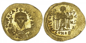 EMPIRE BYZANTIN
Phocas (602-610). Solidus ND, Constantinople, 7e officine. BC.617 ; Or - 4,49 g - 22 mm - 6 h
Avec Z d’officine (non signalé pour ce...