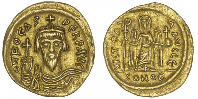 EMPIRE BYZANTIN
Phocas (602-610). Solidus ND, Constantinople, 5e officine. BC.6...