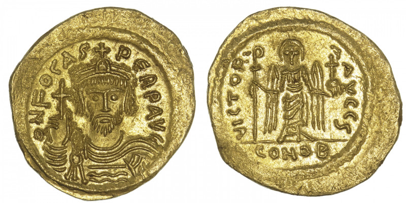 EMPIRE BYZANTIN
Phocas (602-610). Solidus ND, Constantinople, 6e officine. BC.6...