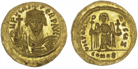 EMPIRE BYZANTIN
Phocas (602-610). Solidus ND, Constantinople, 7e officine. BC.618 ; Or - 4,47 g - 22 mm - 6 h
Avec Z d’officine. Superbe.