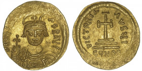 EMPIRE BYZANTIN
Héraclius (610-641). Solidus ND (610-613), Constantinople, 10e officine. BC.731 ; Or - 4,44 g - 21 mm - 6 h
Avec officine I. Léger p...
