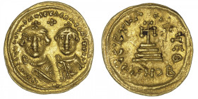 EMPIRE BYZANTIN
Héraclius et Héraclius Constantin (613-641). Solidus ND (613-629), Constantinople, 5e officine. BC.746 ; Or - 4,40 g - 21 mm - 6 h
A...