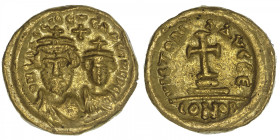 EMPIRE BYZANTIN
Héraclius (610-641). Solidus ND (616-617), Carthage. BC.867 ; Or - 4,40 g - 13 mm - 6 h
Proviendrait d’une vente PLATT 1972, collect...