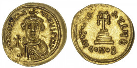 EMPIRE BYZANTIN
Constant II (641-668). Solidus ND (641-645), Constantinople, 9e officine. BC.938 ; Or - 4,46 g - 20,5 mm - 6 h
Avec thêta pour la 9e...