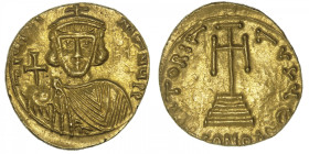 EMPIRE BYZANTIN
Justinien II, premier règne (685-695). Solidus ND, Syracuse. BC.1281 ; Or - 4,16 g - 19 mm - 6 h
Avec thêta en fin de revers (Autref...