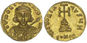EMPIRE BYZANTIN
Tibère III Aspimar (698-705). Solidus ND, Constantinople, 8e officine. BC.1360 ; Or - 4,42 g - 18,5 mm - 6 h
Avec H pour la 8e offic...