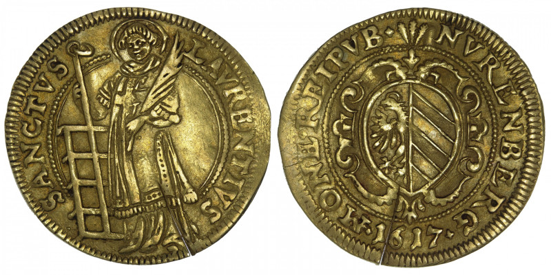 ALLEMAGNE
Nuremberg (ville de). Florin (goldgulden) 1617. Fr.1810 ; Or - 3,23 g...