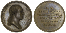 ALLEMAGNE
Saxe, Frédéric-Auguste Ier (1806-1827). Médaille, visite de la Monnaie de Paris 1809. Br.883 ; Bronze - 34,83 g - 41 mm - 12 h
Superbe.
