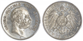 ALLEMAGNE
Saxe, Georges (1902-1904). 2 mark 1904, E, Muldenhutten. KM.1257 ; Argent - 11,11 g - 28 mm - 12 h
PCGS MS65 (41702963). Fleur de coin.