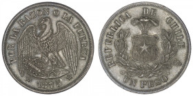 CHILI
République. Un peso 1875, S°, Santiago. KM.142.1 ; Argent - 24,96 g - 37 mm - 6 h
Superbe.