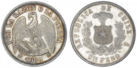 CHILI
République. Un peso 1883, S°, Santiago. KM.142.1 ; Argent - 24,64 g - 37 mm - 6 h
Superbe.