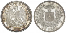 CHILI
République. Un peso 1884, S°, Santiago. KM.142.1 ; Argent - 24,87 g - 37 mm - 6 h
Superbe.
