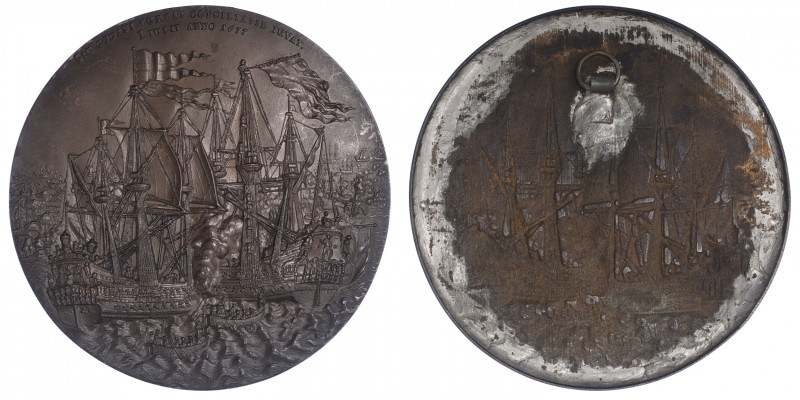 DANEMARK
Christian V (1670-1699). Médaillon uniface en électrotype, Victoire de...