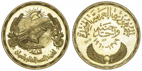 ÉGYPTE
République. 1 livre (1 pound), Haut barrage d'Assouan 1960. Fr.120 ; Or - 8,51 g - 24 mm - 12 h
Superbe.