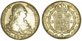 ESPAGNE
Charles IV (1788-1808). 2 escudos 1790, M couronnée, Madrid. Fr.296 ; Or - 6,17 g - 21 mm - 12 h
Anciennement monté en bijoux. Nettoyé et un...