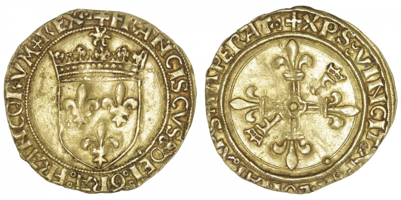 FRANCE / CAPÉTIENS
François Ier (1515-1547). Écu d’or au soleil, 2e type ND (15...