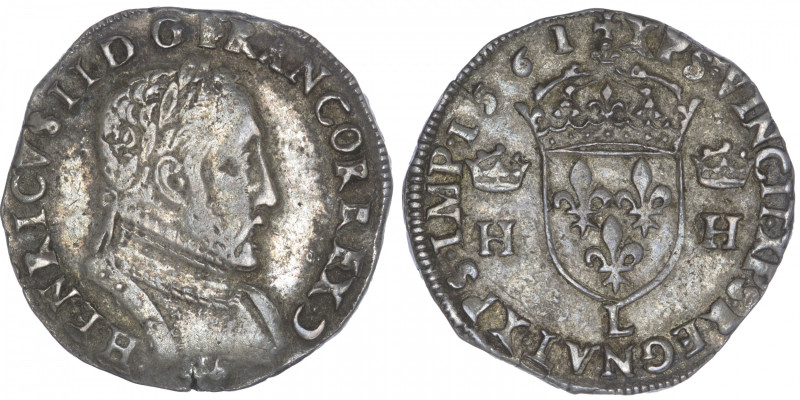 FRANCE / CAPÉTIENS
Charles IX (1560-1574). Teston, 3e type 1561, L, Bayonne. Dy...