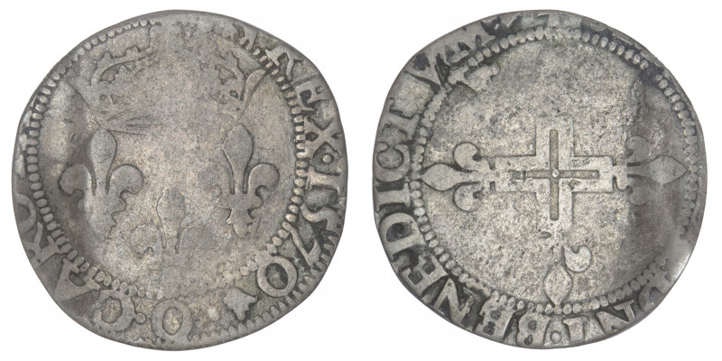 FRANCE / CAPÉTIENS
Charles IX (1560-1574). Double sol parisis 1570, O, Riom. Dy...