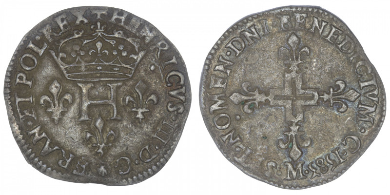 FRANCE / CAPÉTIENS
Henri III (1574-1589). Double sol parisis ou six blancs 1583...