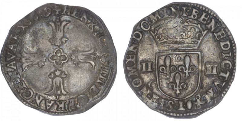 FRANCE / CAPÉTIENS
Henri IV (1589-1610). Quart d’écu, 2e type 1609, L, Bayonne....