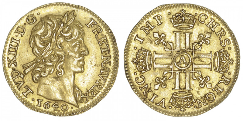 FRANCE / CAPÉTIENS
Louis XIII (1610-1643). Demi-louis d’or à la mèche courte 16...