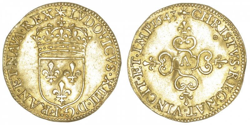 FRANCE / CAPÉTIENS
Louis XIV (1643-1715). Écu d’or au soleil 1643, A, Paris. Dy...