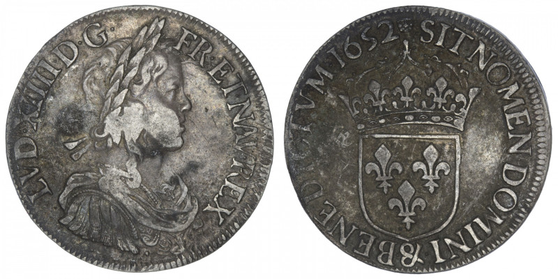 FRANCE / CAPÉTIENS
Louis XIV (1643-1715). Écu à la mèche longue 1652, &, Aix-en...