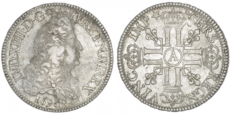 FRANCE / CAPÉTIENS
Louis XIV (1643-1715). Écu aux huit L, 1er type 1690, A, Par...